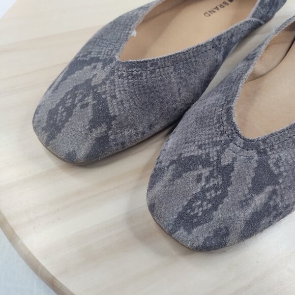 Lucky Brand Alba Snakeskin Print Suede Skimmer Ballet Flats Women US 7.5M - Picture 3 of 12